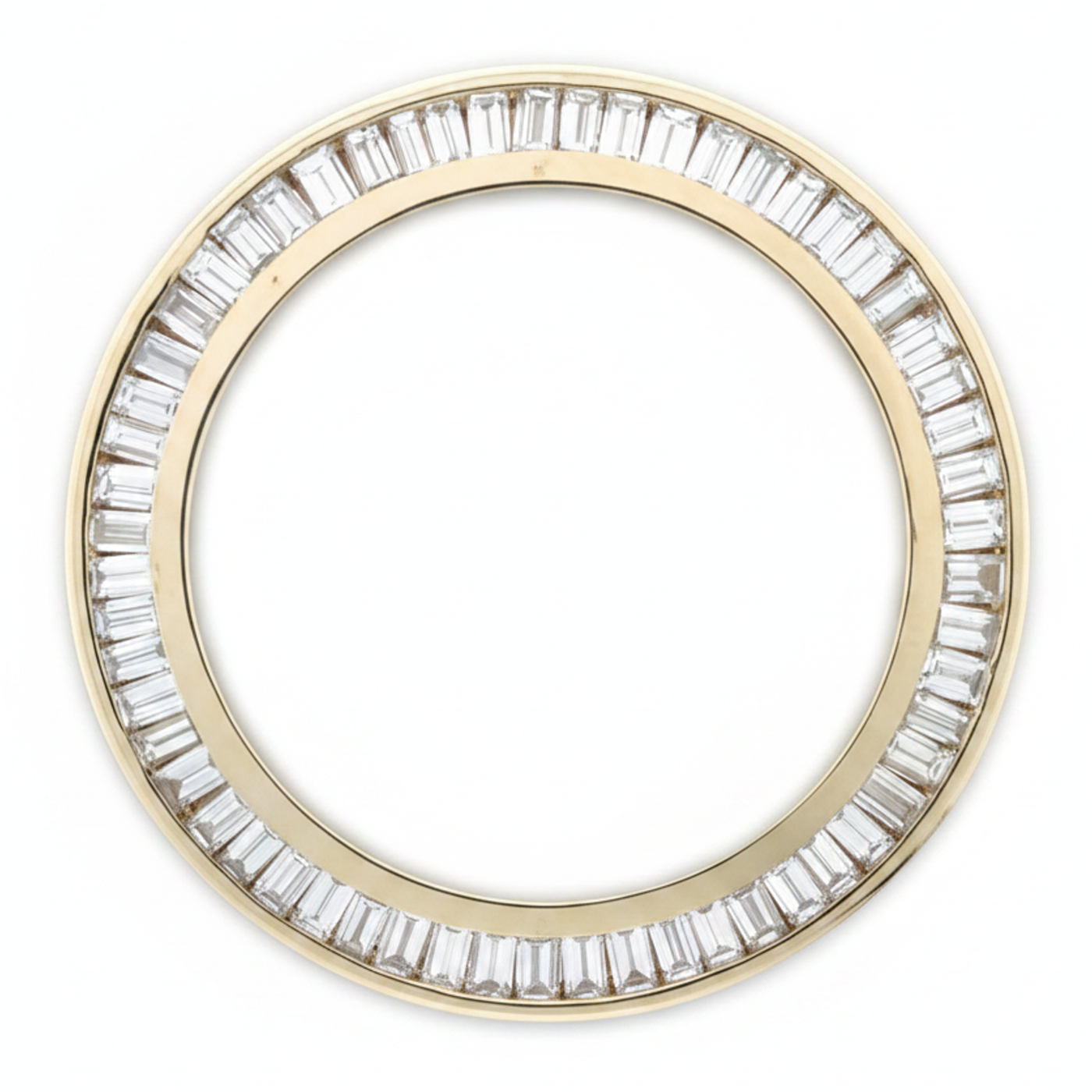 Lunetta da Orologio con Diamanti Baguette 1,5 Carati 28 mm Compatibile con Rolex Datejust in Autentico Oro Giallo 14K Naturale Incassatura a Canale