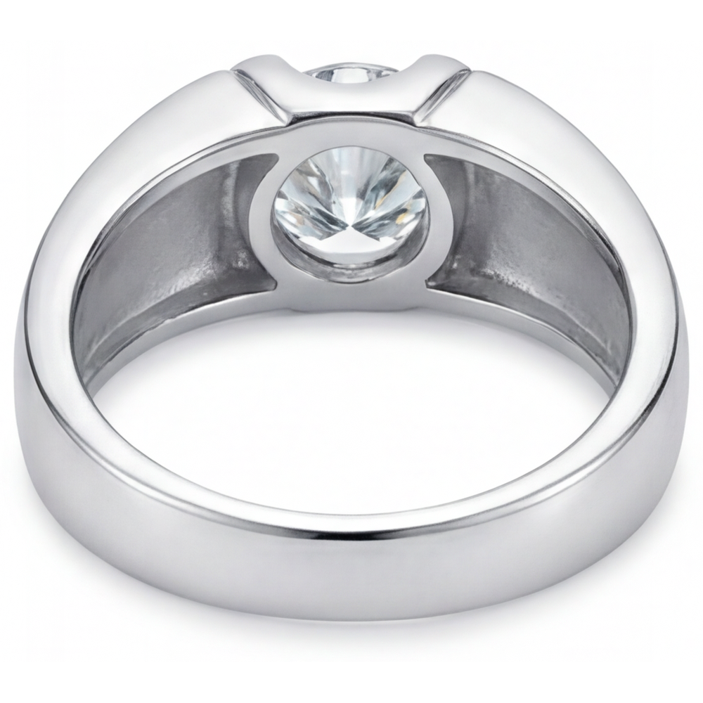Brillante Anello da Uomo 2 carati Oro 14 Carati Bianco – vista posteriore