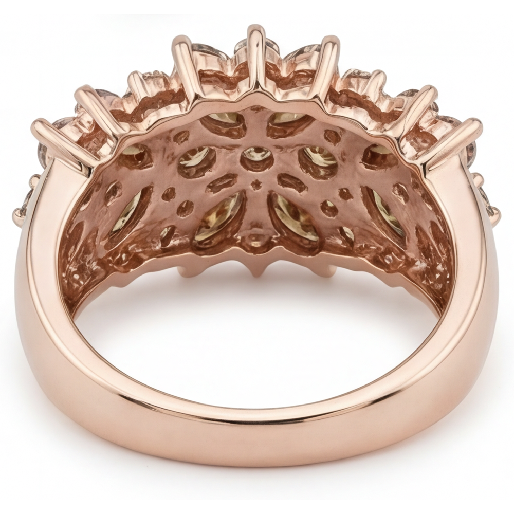 Brillante Taglio Marquise Anello Statement in Oro Rosa 14K – vista laterale