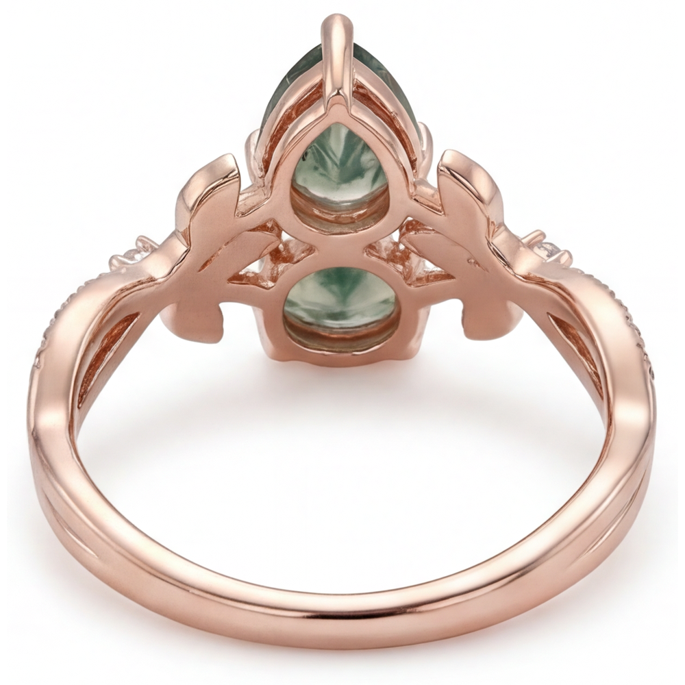Anello con Pietra Preziosa Oro Rosa 14K con Dendritic Agate – vista dall'alto