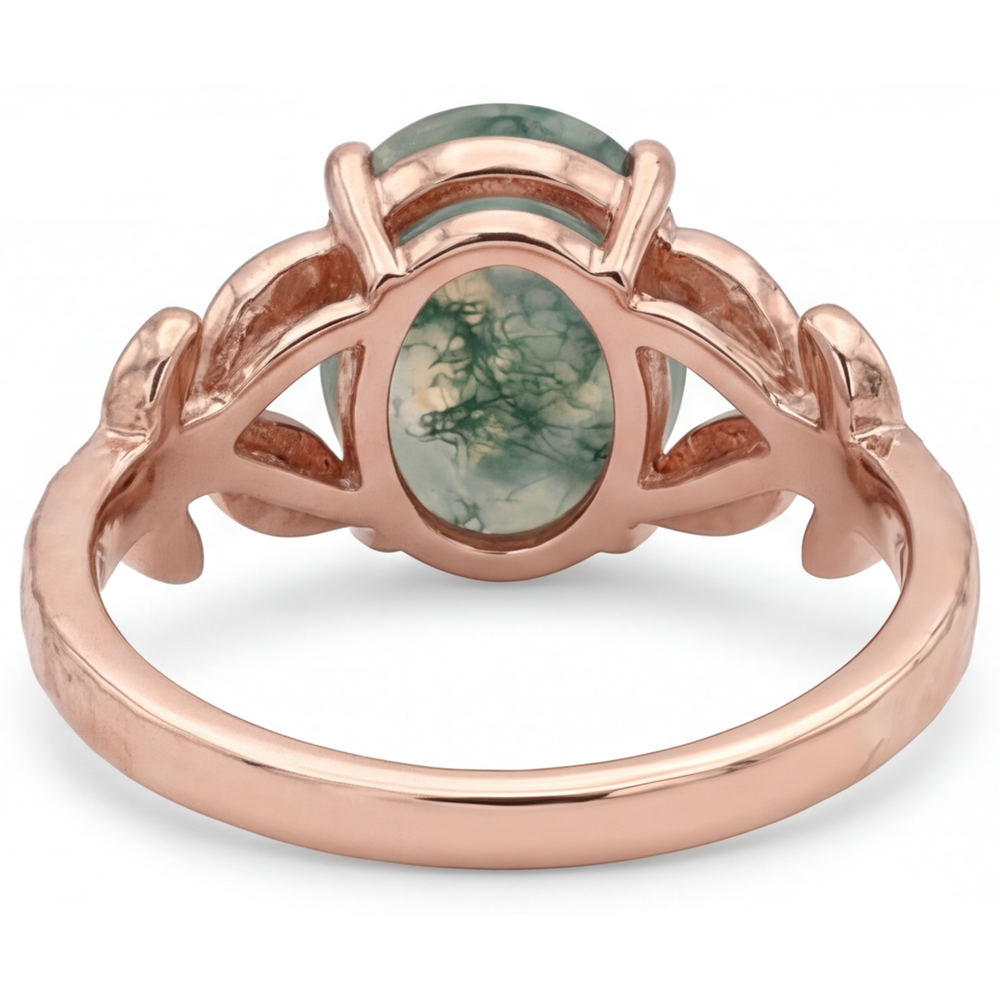 Ovale Dendritic Agate anello in Oro Rosa 14K – vista profilo