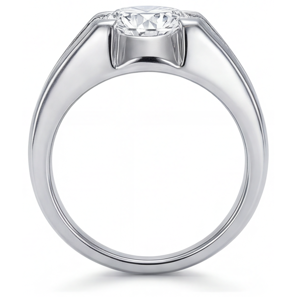 Taglio Rotondo Diamante anello in Oro Bianco 14K – vista dall'alto