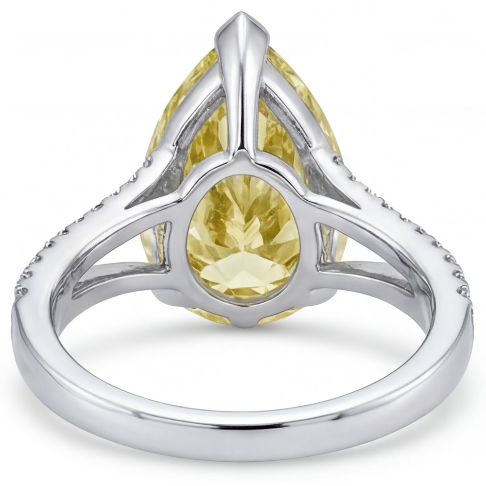 Anello Oro Bianco 14K con Diamante Canarino – vista profilo