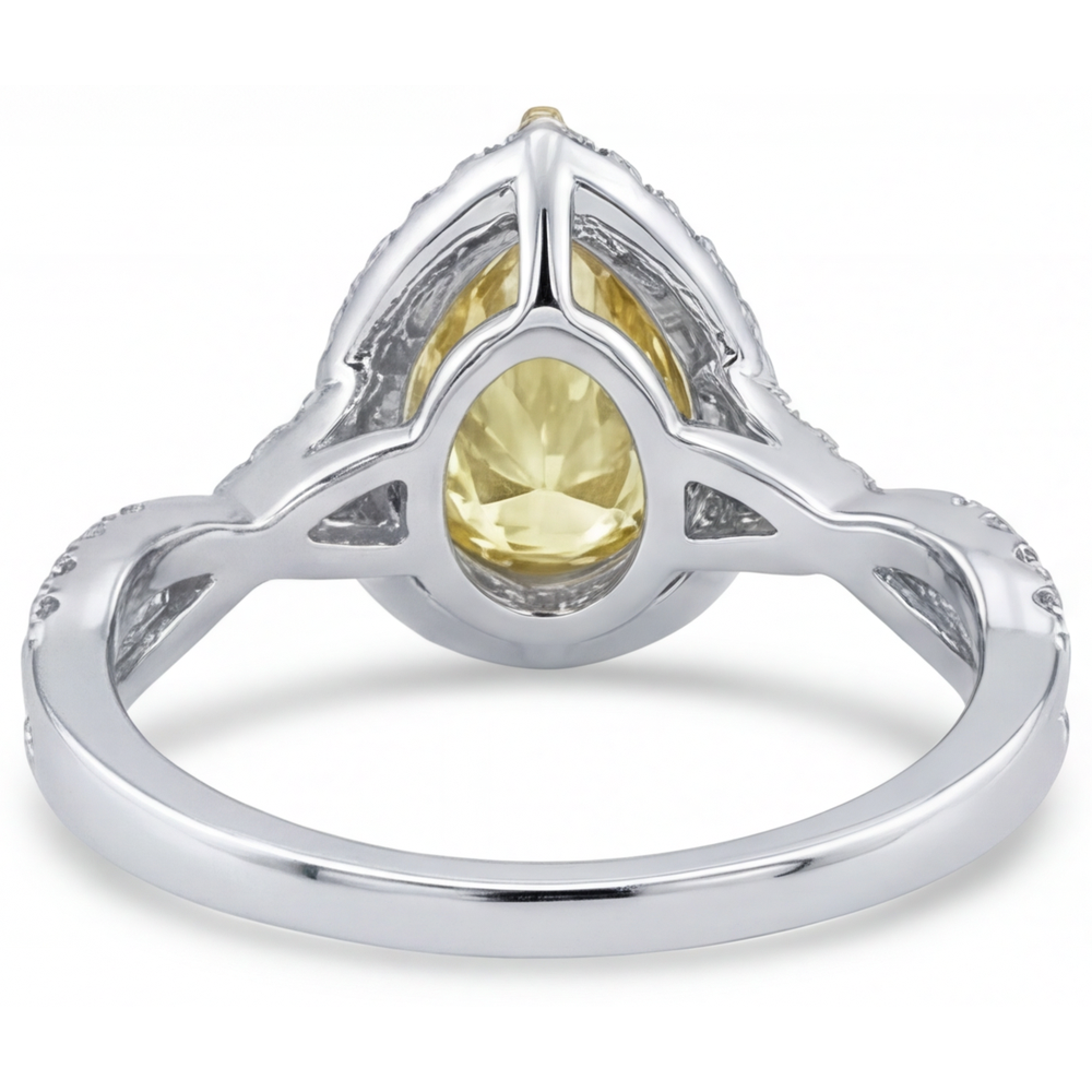 Lussuoso Diamante Canarino Anello di Fidanzamento Halo 1,50 carati – vista dall'alto