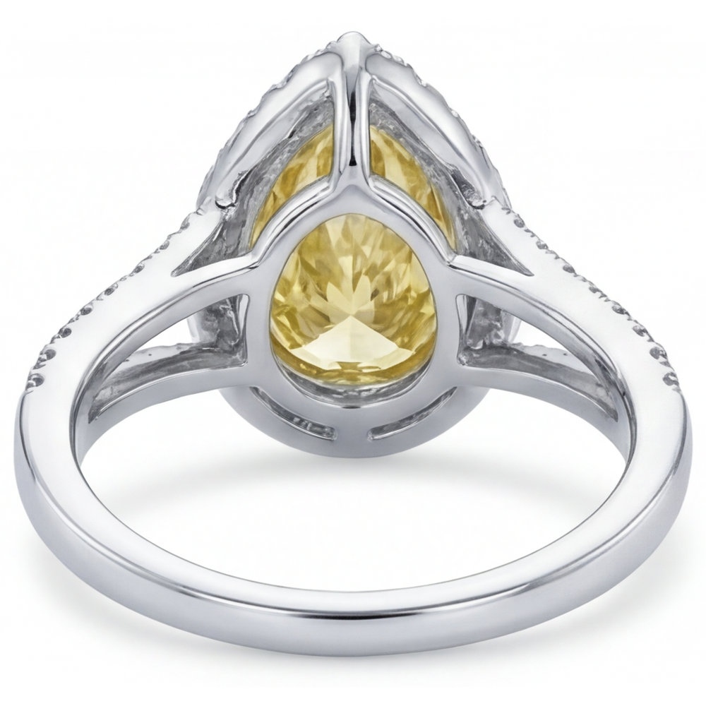 Diamante Canarino Taglio a Pera Anello Statement in Oro 14 Carati Bicolore – vista dettaglio