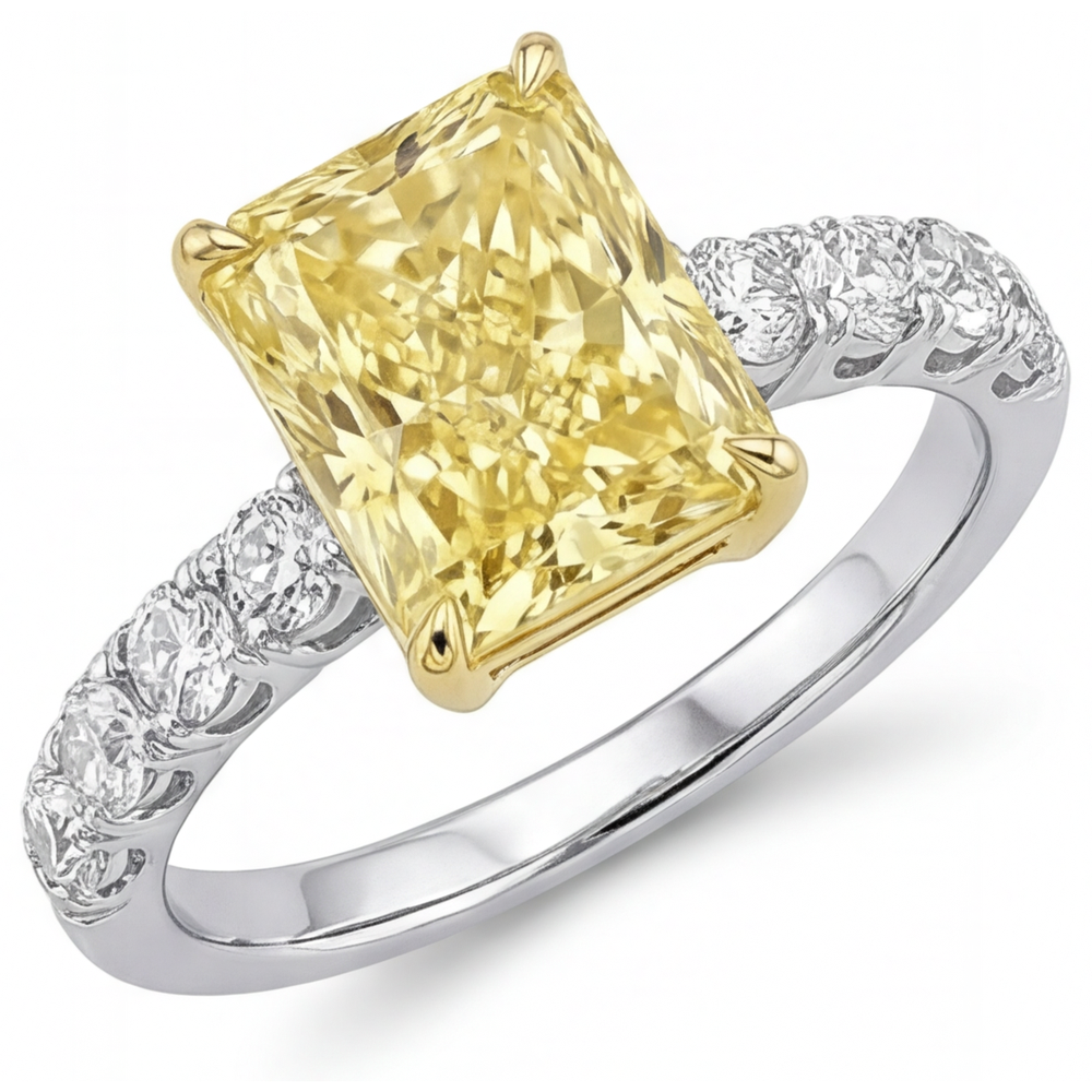 Diamante Canarino Anello Statement 2,5-carati Oro Bicolore 14K – vista principale