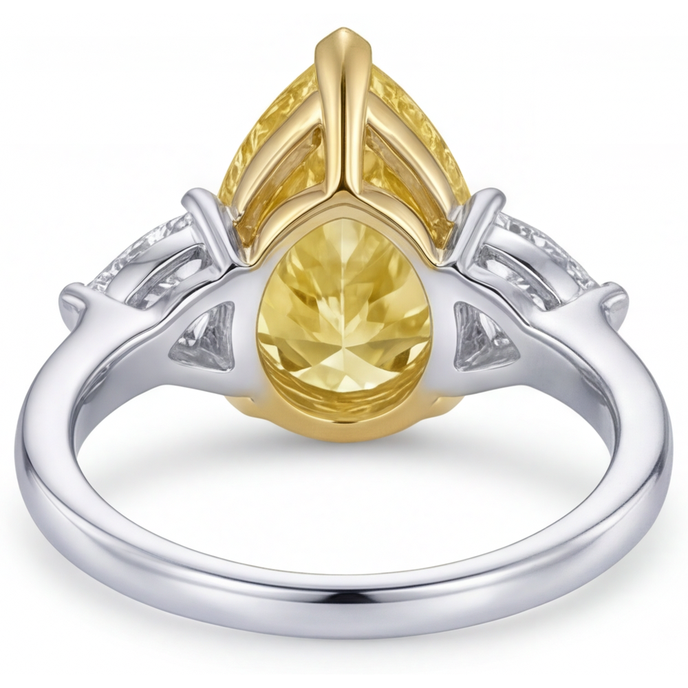 Goccia Diamante Canarino anello in Oro Bicolore 14K – vista dall'alto