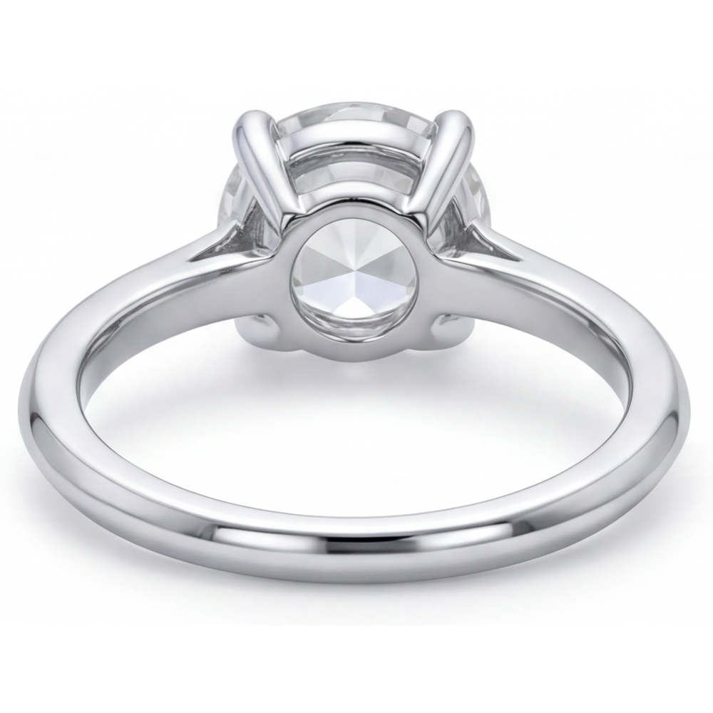 Diamante Fine Anello Solitario 4-carati Oro Bianco 14K – vista profilo