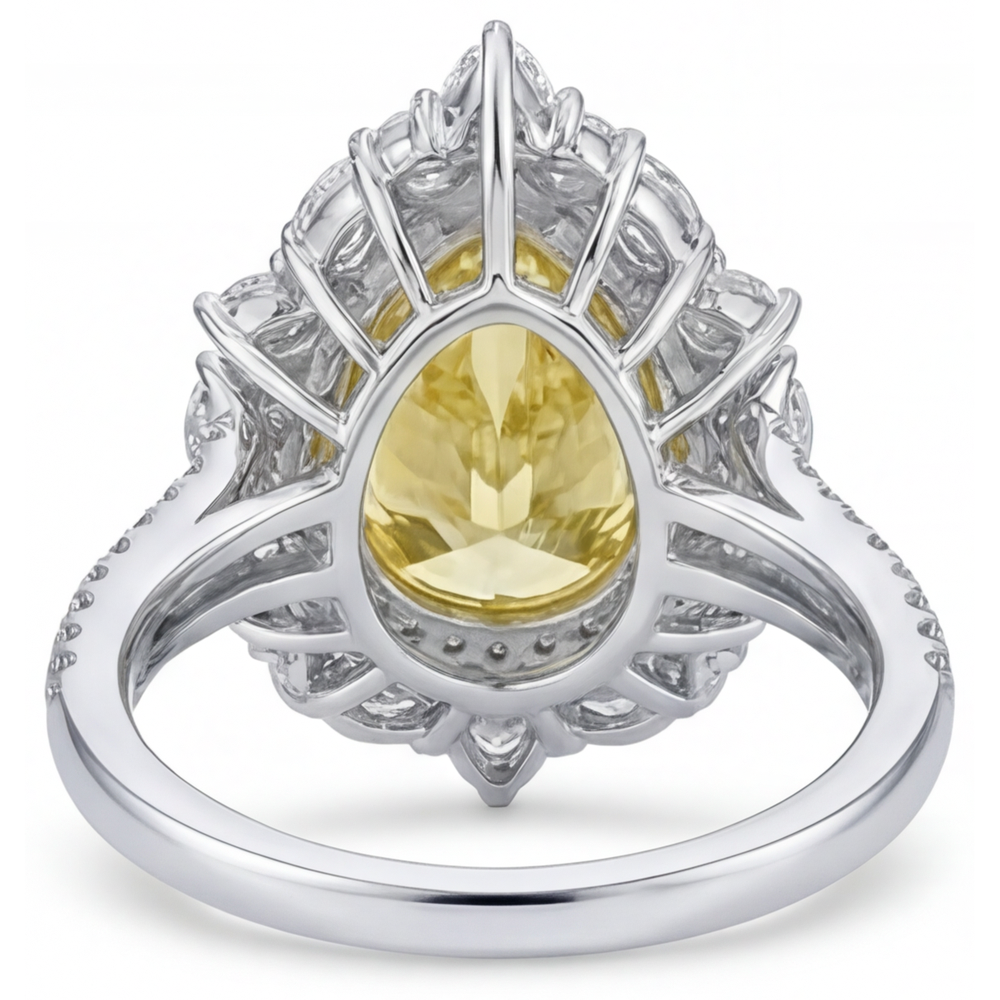 Fatto a mano Diamante Giallo Canarino Anello con Pavé Halo 3,25 carati – vista dall'alto