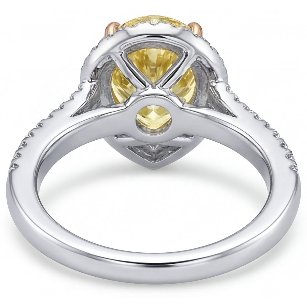 Anello di Fidanzamento Halo Oro Bicolore 14K con Diamante Giallo Canarino – vista dall'alto