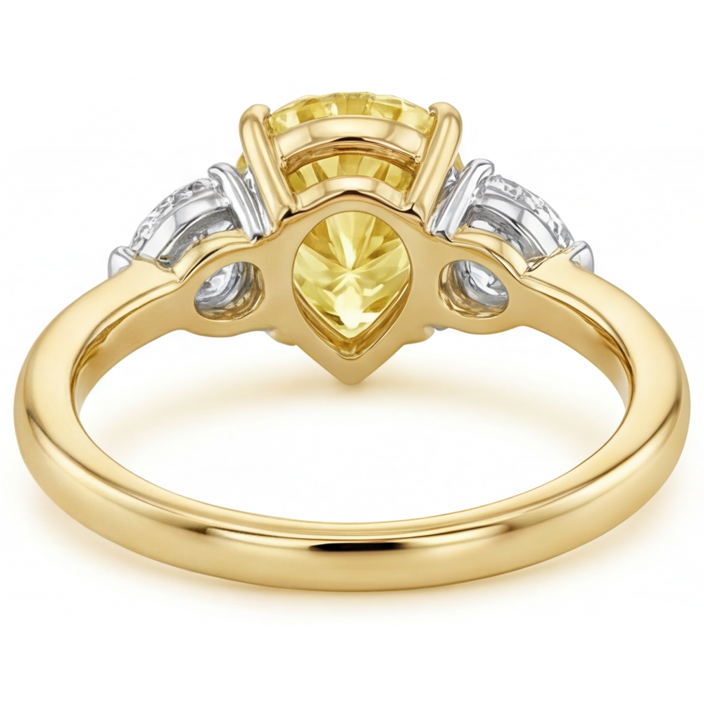 Diamante Giallo Canarino Anello Statement 1-carati Oro Bicolore 14K – vista profilo