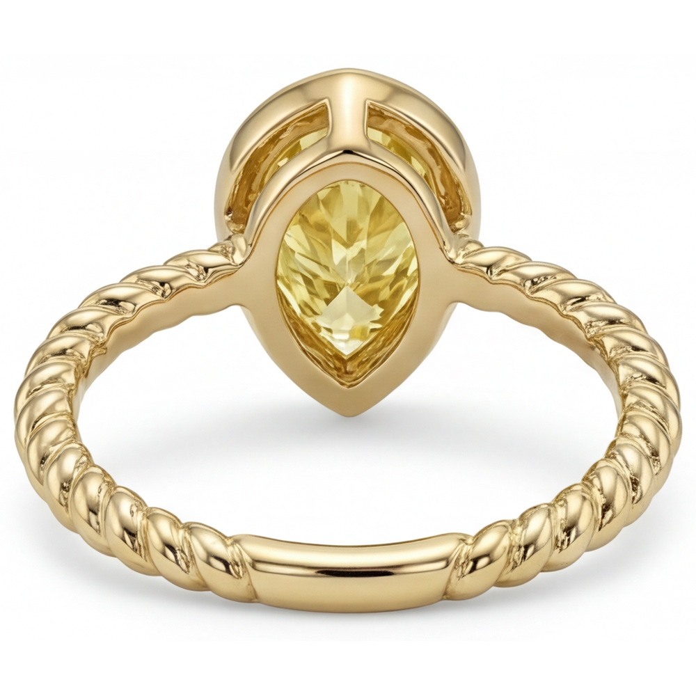 Goccia Diamante Giallo Canarino anello in Oro Giallo 14K – vista dettaglio