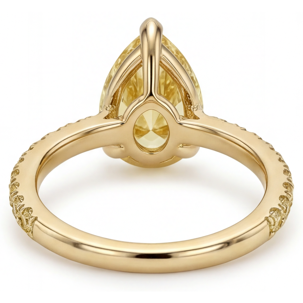 Diamante Giallo Fancy Anello Gioielleria 3 carati Oro Giallo 14K – vista dall'alto