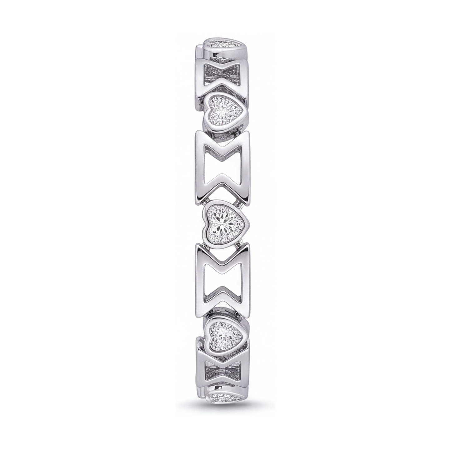 Bracciale con diamanti da laboratorio da 5 carati a maglia chevron a cuore in Oro Bianco 14 carati, 7 pollici