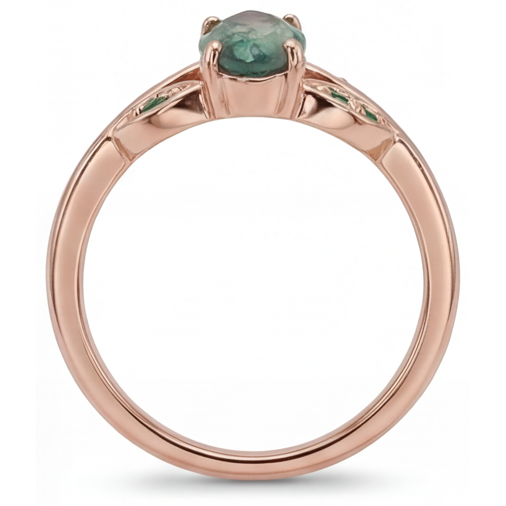 Marquise Moss Agate anello in Oro 14 Carati Rosa – vista dall'alto