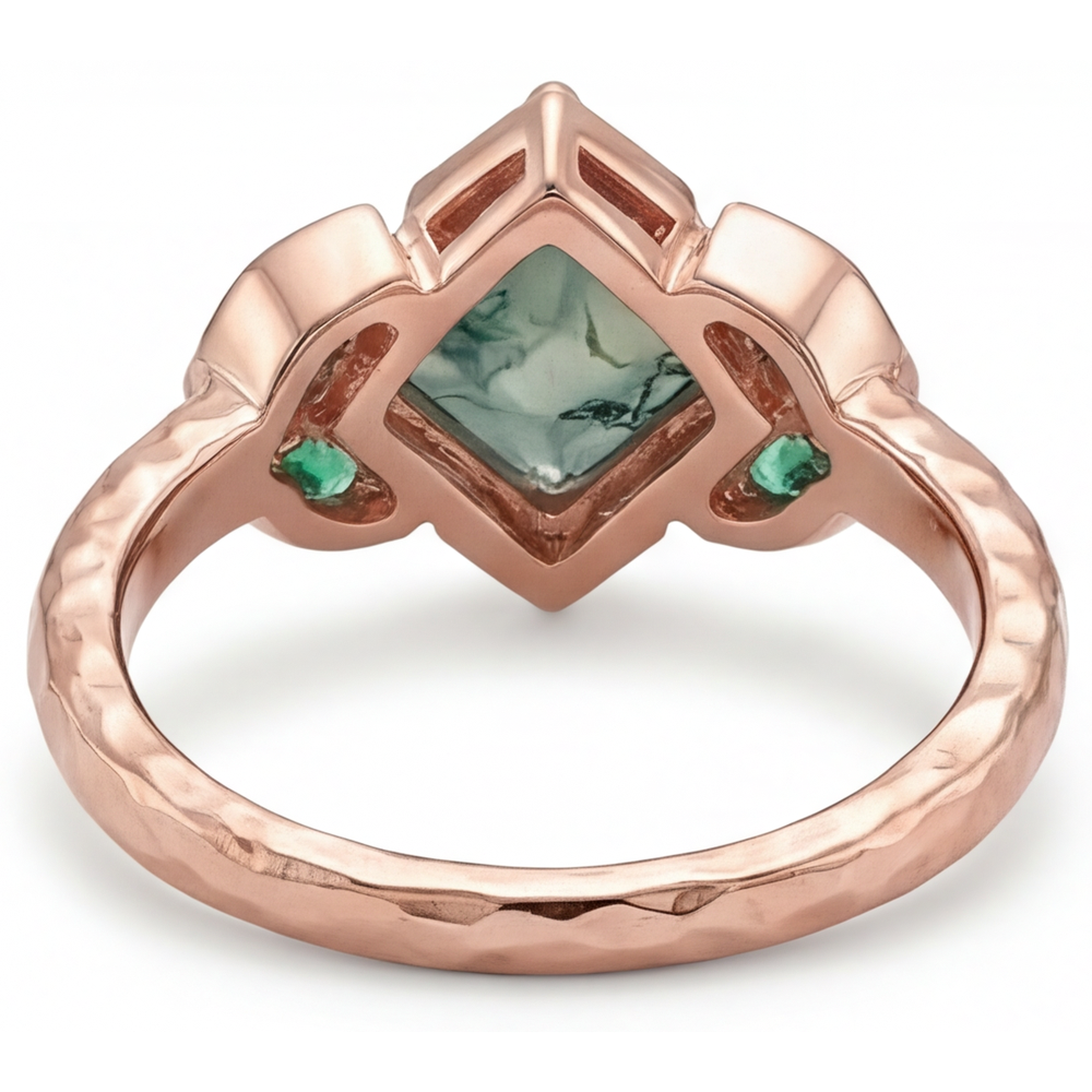 Fatto a mano Moss Agate Anello con Gemma 2,50 carati – vista dall'alto