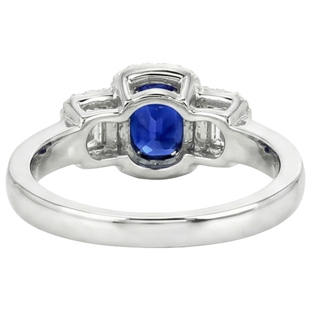 nuovo stile 3 pietre Anello con zaffiro blu 5 carati e diamante