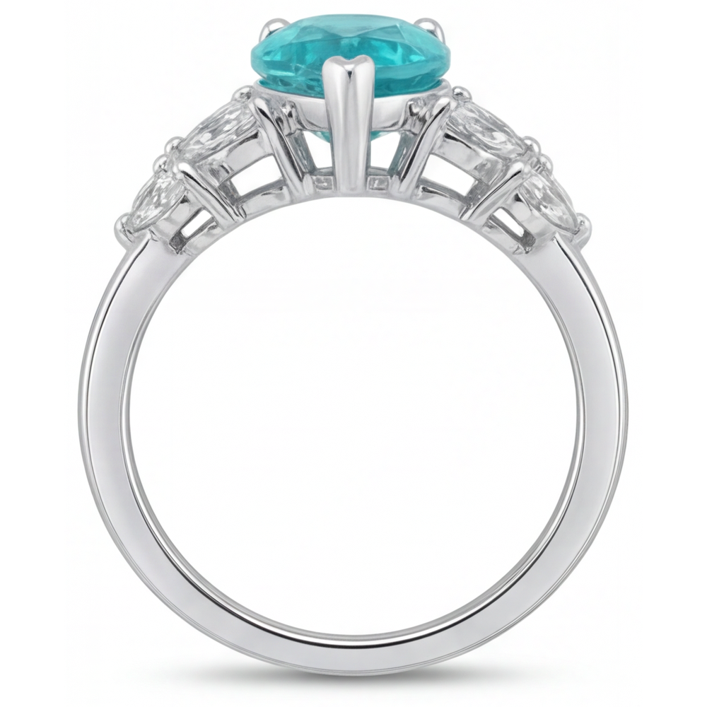 Scintillante Paraiba Neon Anello con Pietra Preziosa 2 carati – vista profilo