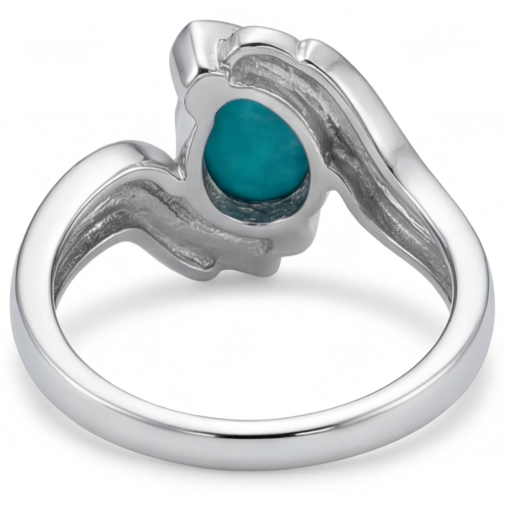 Anello Pietra Colorata Oro 14 Carati Bianco con Paraiba Neon – vista posteriore