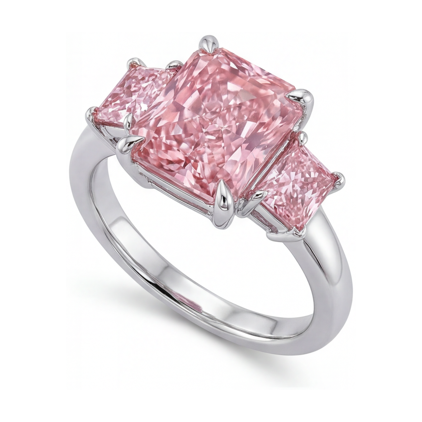 Anello di anniversario con diamante rosa taglio radiant da 4,9 carati