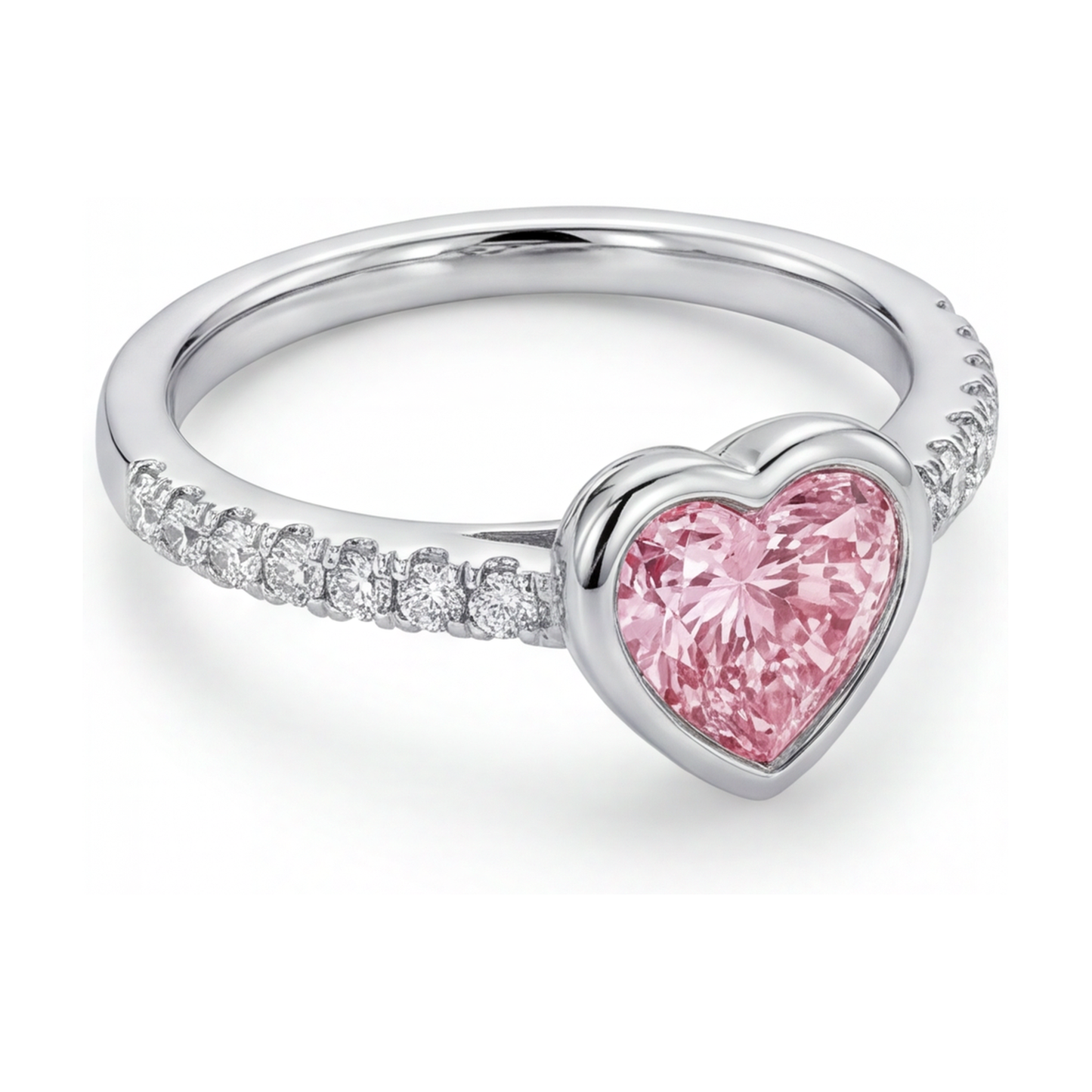 Anello con diamante rosa taglio a cuore da 2,35 carati