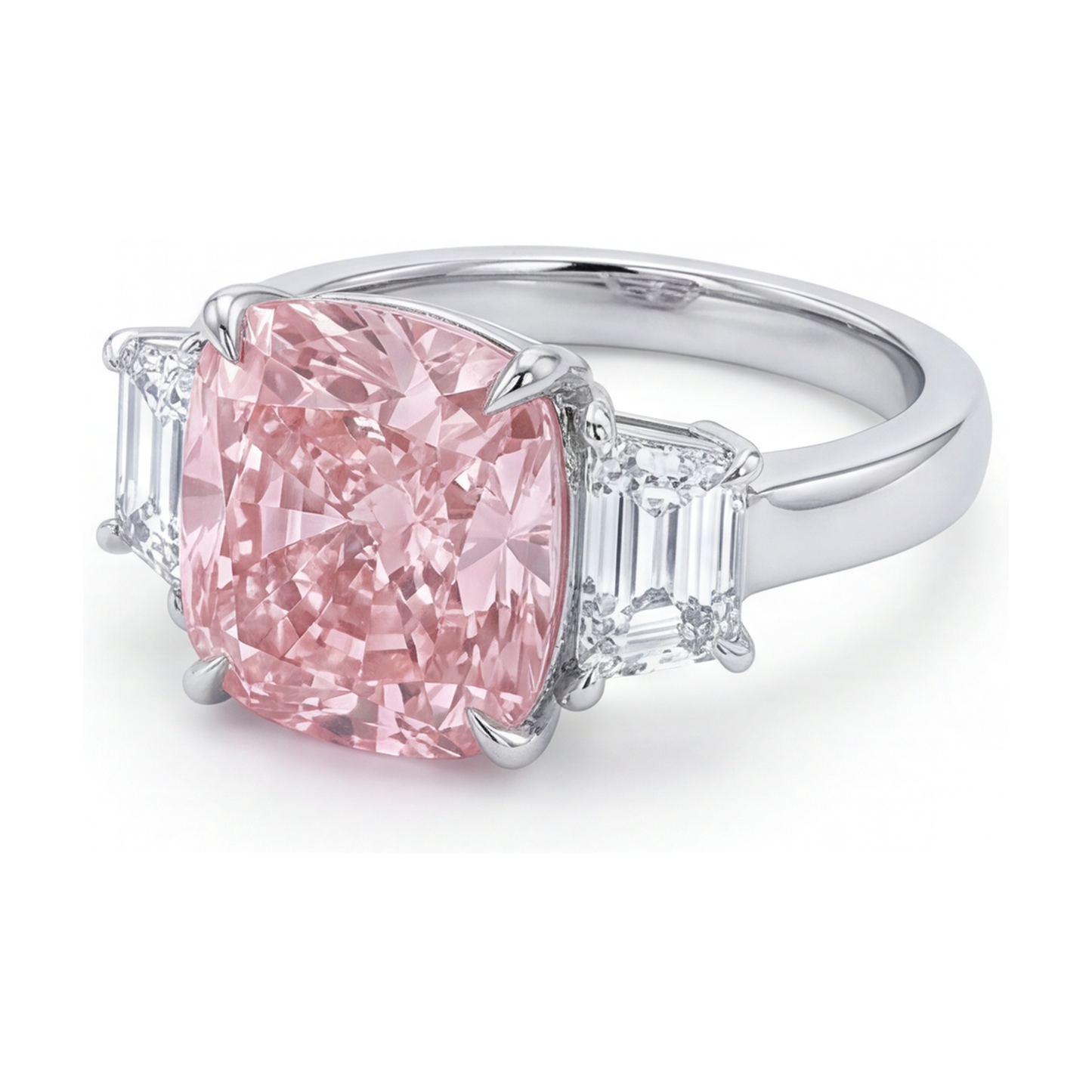 Fede Nuziale con Diamante Rosa Taglio a Cuscino da 5,1 Carati