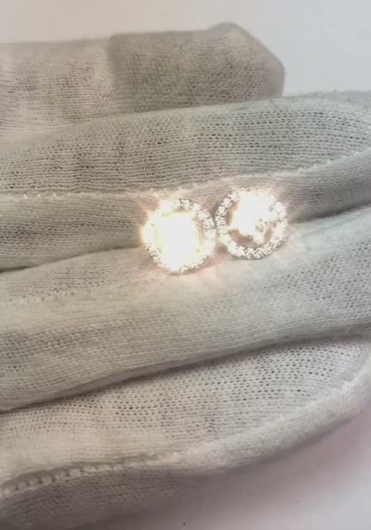 Orecchino Halo Lady Studs con diamanti scintillanti taglio rotondo brillante da 2,35 carati in oro bianco 14k