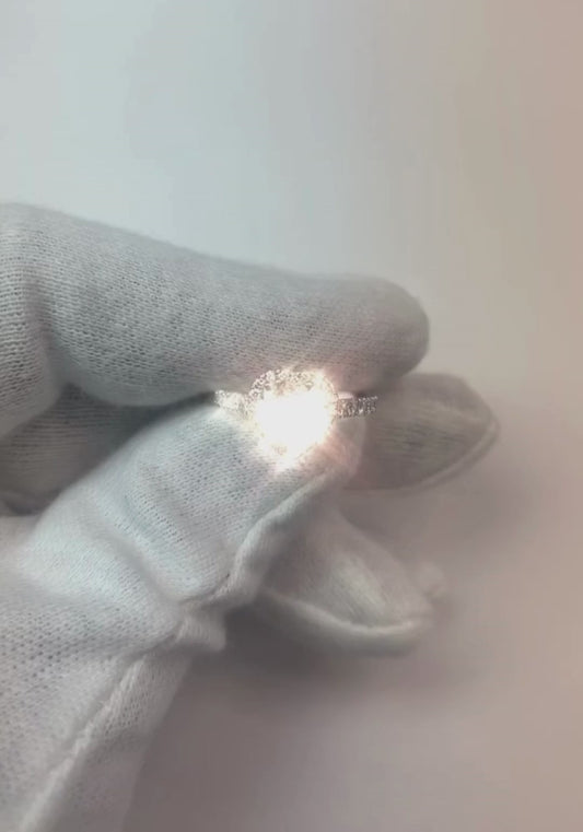 2.50 carati cuore centro diamante anello Halo bicolore oro 14 carati gioielli