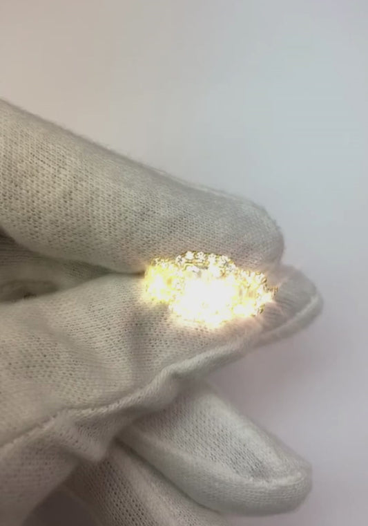 Anello di fidanzamento taglio radioso Anello fantasia con diamanti 3 carati Oro bianco 14K