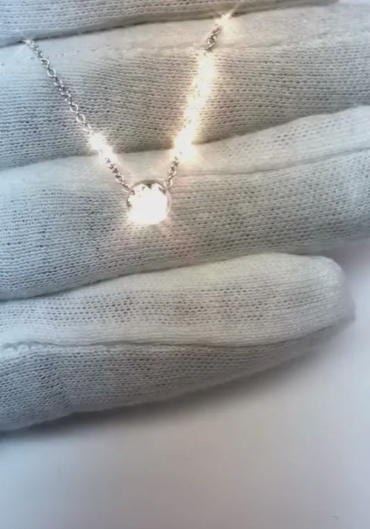 Collana Pendente da donna con diamanti tondi da 0,75 carati in oro bianco 14 carati