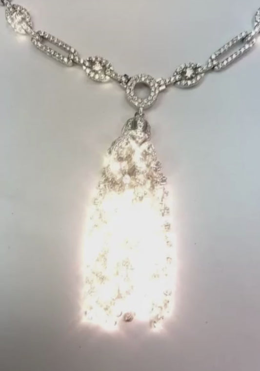 Collana con lampadario Vvs1 con piccoli diamanti a taglio rotondo da 19 ct