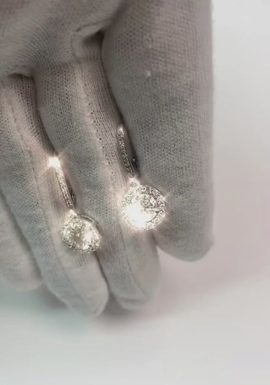 Orecchini pendenti da donna con diamanti naturali da 4,50 carati in oro bianco 14K