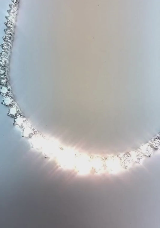 Collana da tennis da donna con diamanti tondi 13 carati in oro bianco 14K