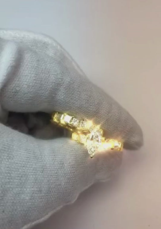 Anello di fidanzamento con diamante taglio marquise 2.75 carati