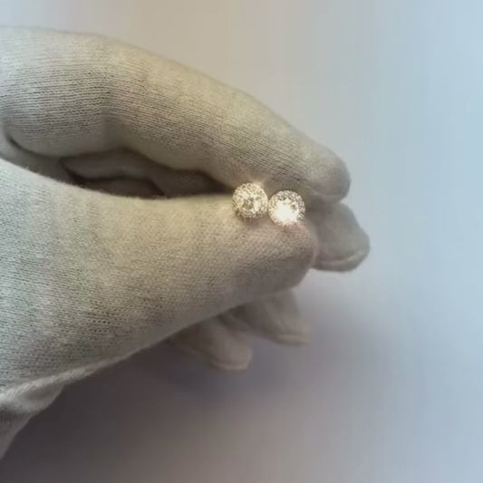 1,35 carati di diamanti tondi con orecchino da donna in oro bianco 14 carati