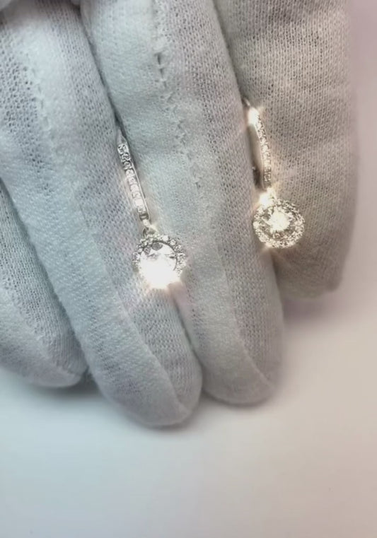 Orecchino da donna in oro bianco con diamanti pendenti incastonato 14K 2.50 carati