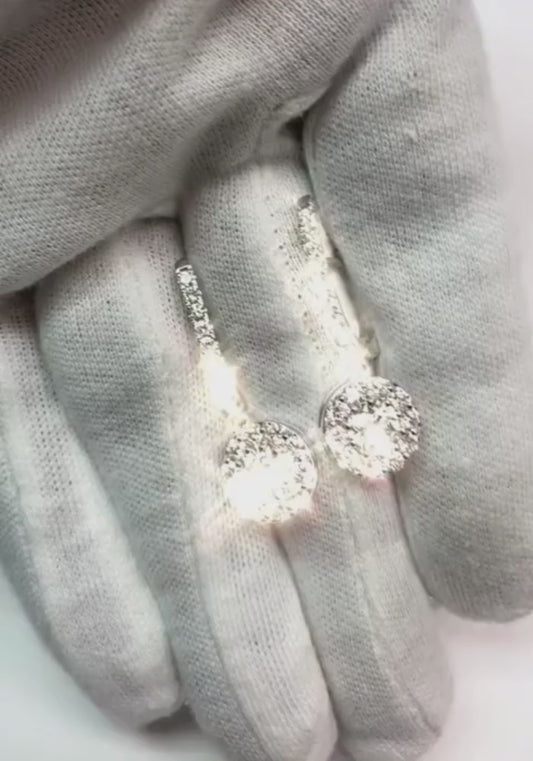 Orecchini pendenti da donna in oro bianco da 3.4 carati con diamanti incastonati 14K