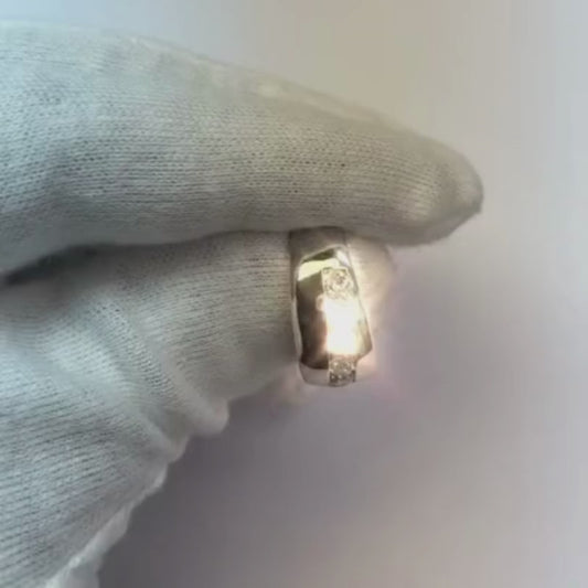 Fede nuziale da uomo con diamante taglio rotondo 1,25 ct 14K Oro bianco