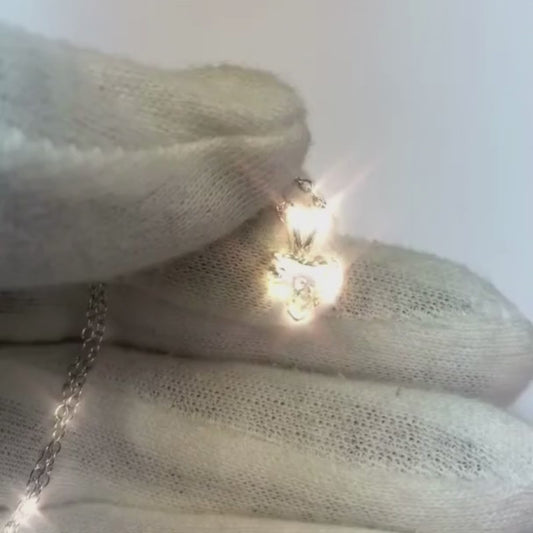 Collana con ciondolo a forma di cuore con diamanti in oro bianco da 1 carato 14K