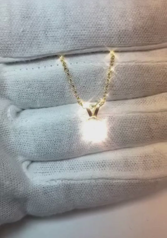 Collana Pendente Di Diamanti Con Catena 1 Carato Mezza Lunetta In Oro Giallo