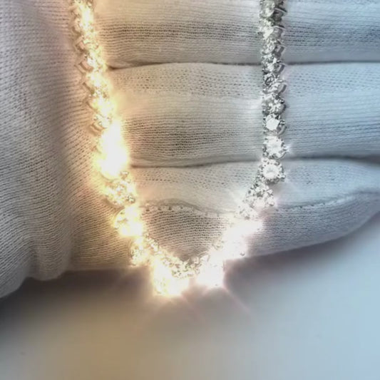 Collana da donna in oro bianco 14 carati con diamanti taglio rotondo 14 ct F Vvs1