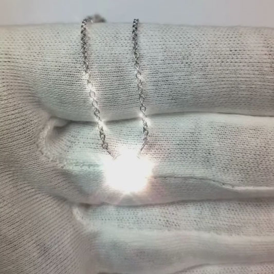 Solitario Lunetta pendente con diamante tondo da 1,50 carati con catena in oro bianco 14 carati