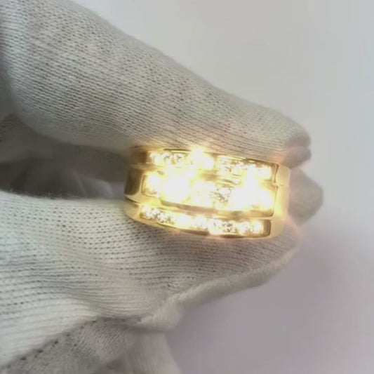 Anello da uomo in oro giallo 14K con diamanti da 2 kt, gioielli Novità