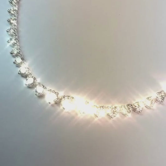 Collana da tennis con diamanti incastonati 7 carati in oro bianco 14K