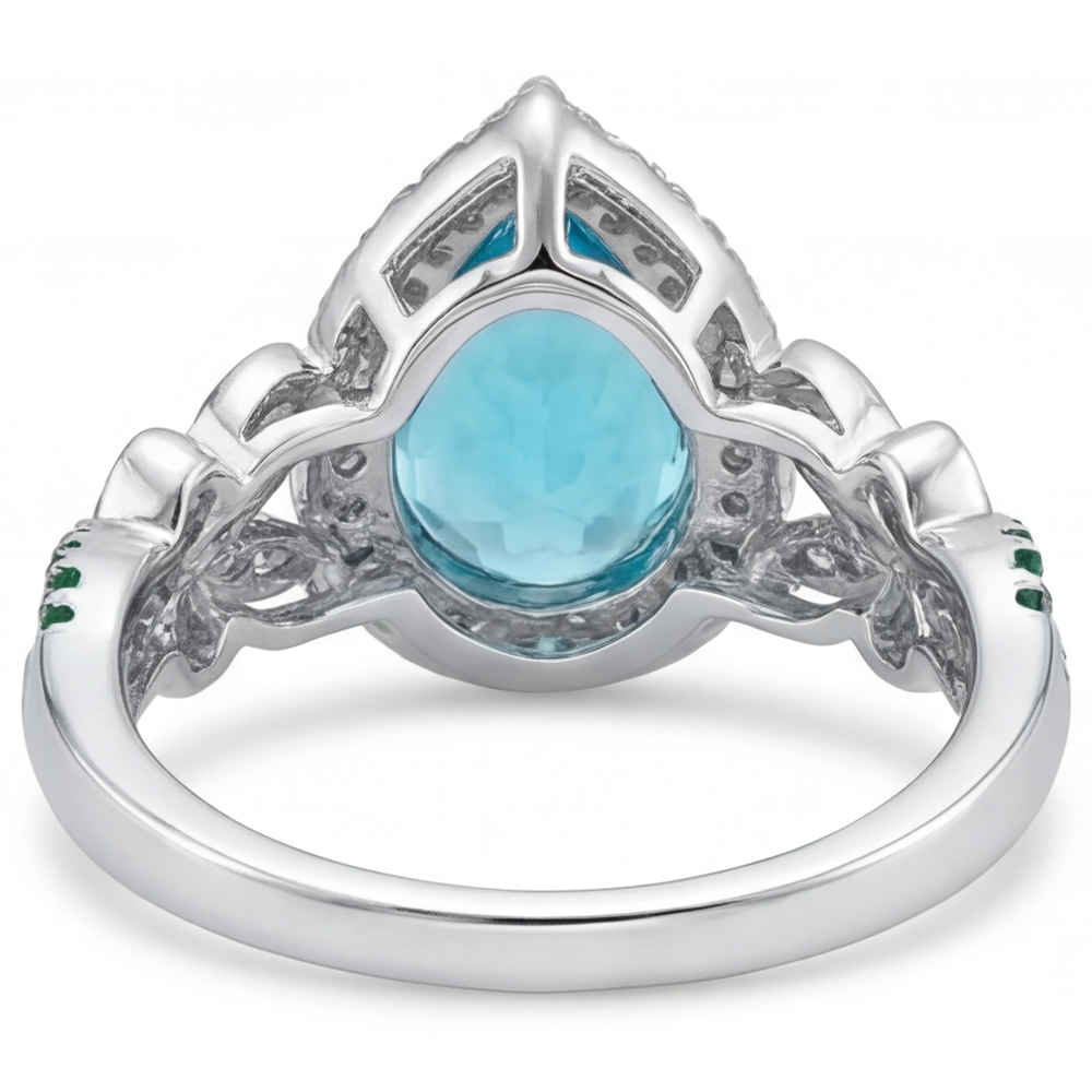 Tormalina Paraiba Anello di Fidanzamento Halo 5,75 carati Oro Bianco 14K – vista alternativa