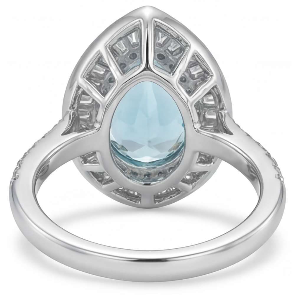 Taglio a Pera Tormalina Paraiba anello in Oro Bicolore 14K – vista posteriore