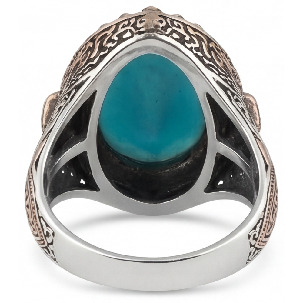 Turquoise Anello con Pavé Halo 8,5 carati Oro 14 Carati Bicolore – vista dall'alto
