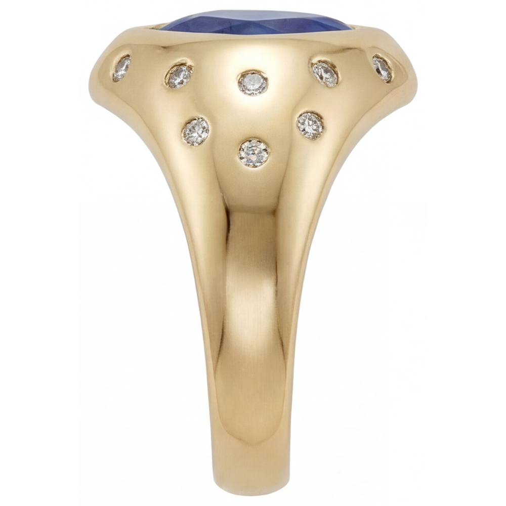 Zaffiro Blu Anello Pietra Colorata 3,50 carati Oro Giallo 14K – vista profilo