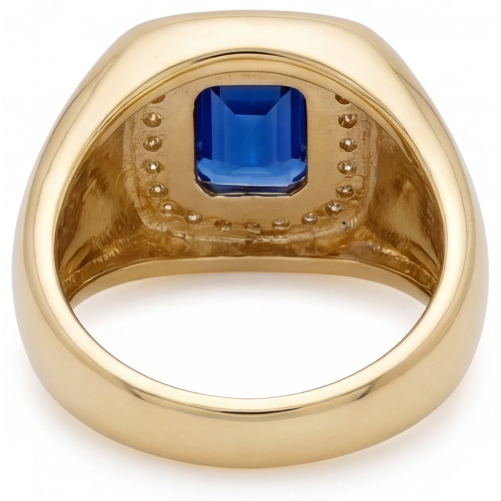 Zaffiro Blu Fiordaliso Anello con Pietra Preziosa 3,50-carati Oro Giallo 14K – vista dall'alto
