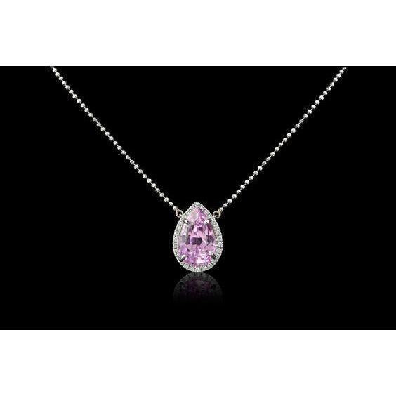 10.50 Carati Collana Pendente Kunzite Rosa E Diamanti Oro Bianco - harrychadent.it